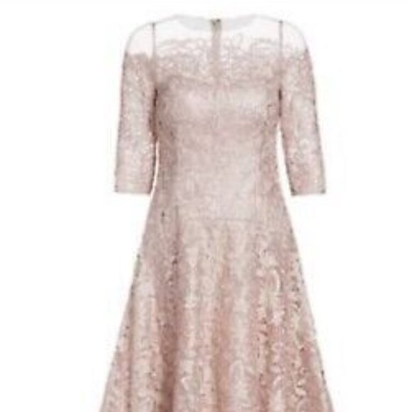 Rickie Freeman for Teri Jon Floral Lace A-line, Rose, Size 16 - Picture 1 of 5